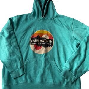 Leavenworth size large teal pull over hoodie lone rock clothing